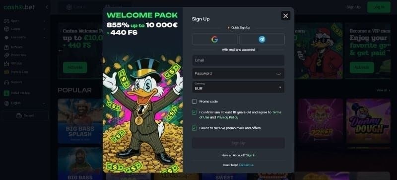 Registratie bij CashoBet goksite zonder CRUKS